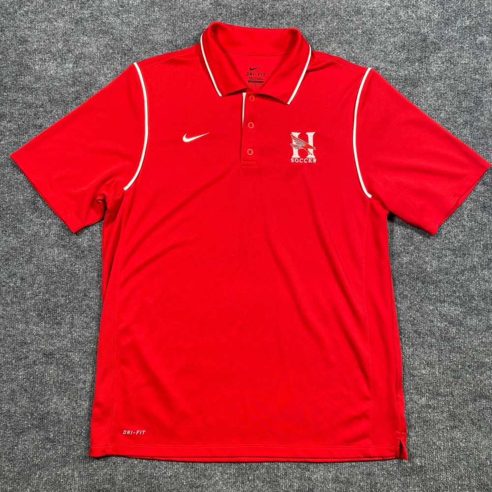 Nike Dri-FIT Red Soccer Polo Shirt Mens Hungton Falls Soccer 476281‎  Large